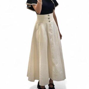 rienda cream denim corset maxi skirt